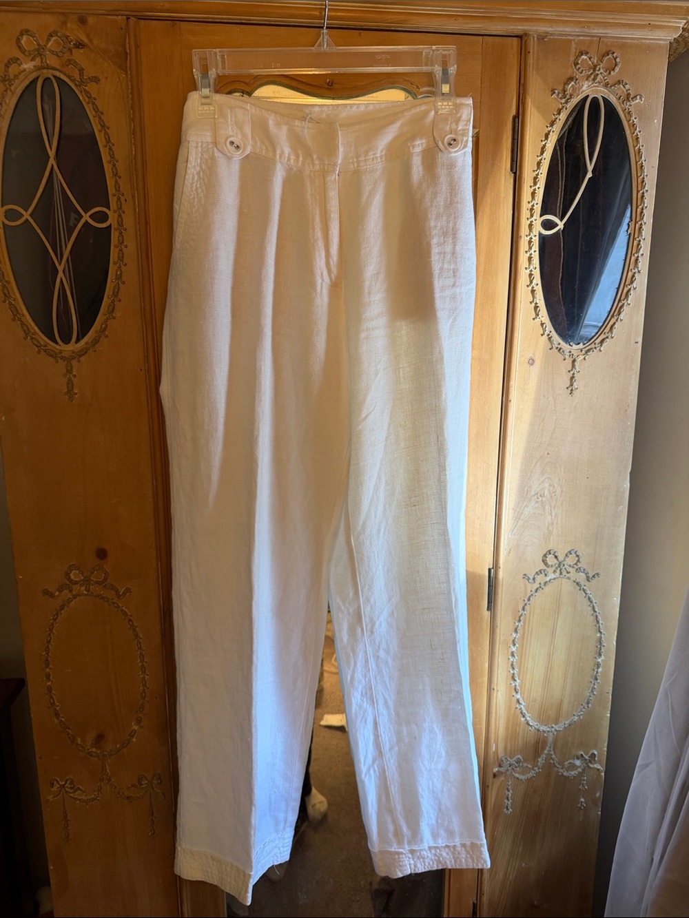 Talbots White Linen Blend High-Rise Wide-Leg Pants